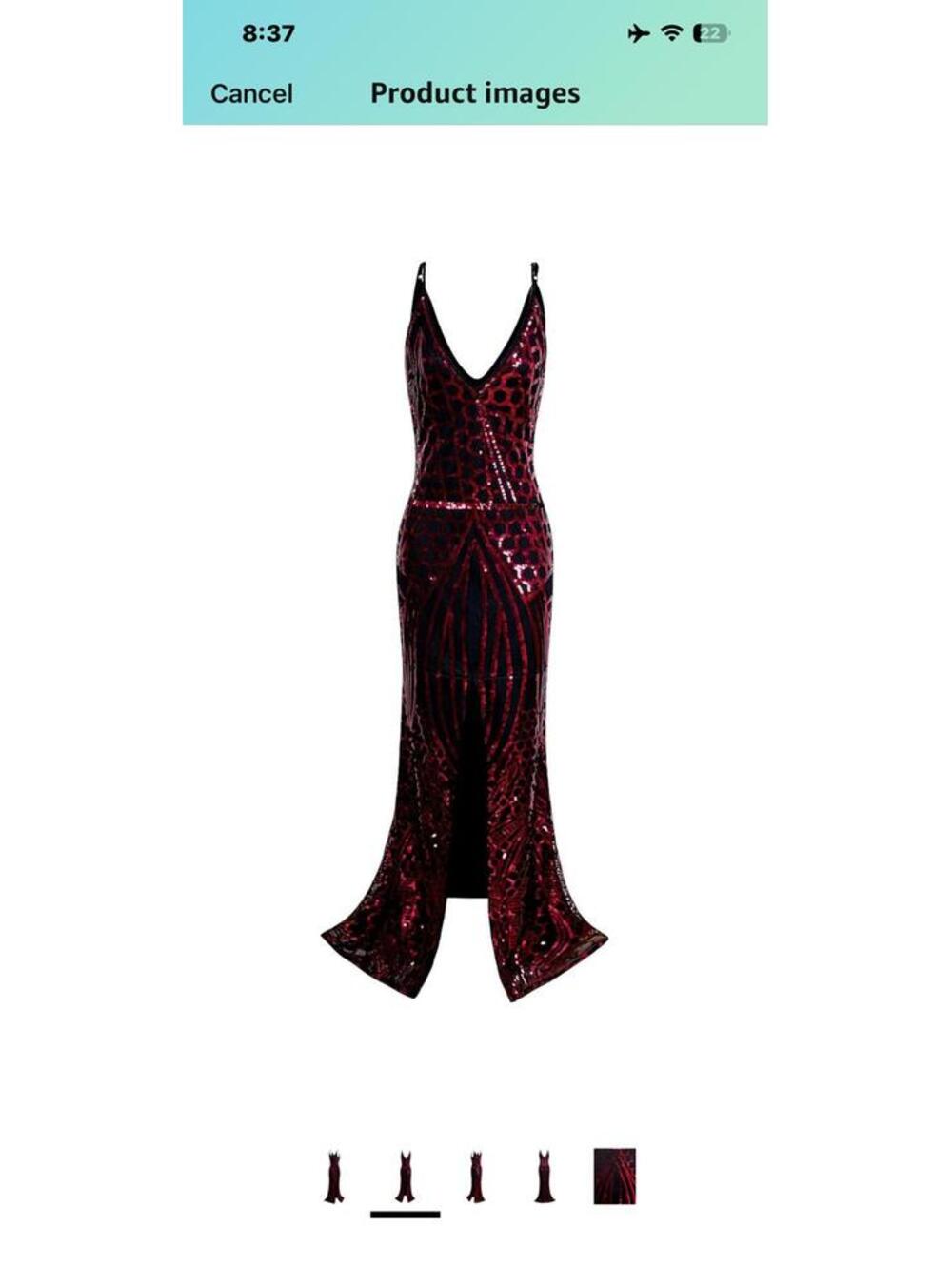 Women's Red Sequin Prom Dress L – 1920s Party Evening Gown W15
